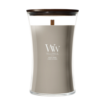 WoodWick Duftlys Large Wood Smoke - 18 cm / ø 10 cm - Duftlys i Glas - Trævæge