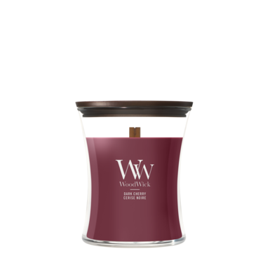 WoodWick Duftlys Medium Wood Smoke - 11 cm / ø 10 cm - Duftlys i Glas - Trævæge