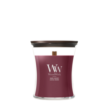 WoodWick Duftlys Medium Dark Cherry - 11 cm / ø 10 cm - Duftlys i Glas - Trævæge