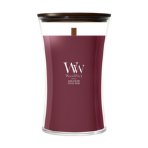 WoodWick Duftlys Large Dark Cherry - 18 cm / ø 10 cm - Duftlys i Glas - Trævæge