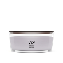 WoodWick Duftlys Ellipse Lavendel & Ceder - 9 cm / 19 cm - Duftlys i Glas - Trævæge
