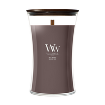 WoodWick Duftlys Large Iris Woods - 18 cm / ø 10 cm - Duftlys i Glas - Trævæge