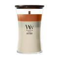 WoodWick Duftlys Large Trilogy Vanilla Embers - 18 cm / ø 10 cm - Duftlys i Glas - Trævæge
