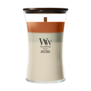 WoodWick Duftlys Large Trilogy Vanilla Embers - 18 cm / ø 10 cm - Duftlys i Glas - Trævæge
