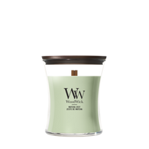 WoodWick Duftlys Medium Matcha Zest - 11 cm / ø 10 cm - Duftlys i Glas - Trævæge