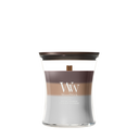 WoodWick Duftlys Medium Trilogy Radiant Cashmere - 11 cm / ø 10 cm - Duftlys i Glas - Trævæge