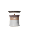 WoodWick Duftlys Medium Trilogy Radiant Cashmere - 11 cm / ø 10 cm - Duftlys i Glas - Trævæge