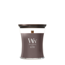 WoodWick Duftlys Medium Iris Woods - 11 cm / ø 10 cm - Duftlys i Glas - Trævæge