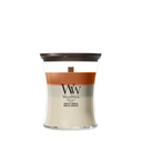 WoodWick Duftlys Medium Trilogy Vanilla Embers - 11 cm / ø 10 cm - Duftlys i Glas - Trævæge