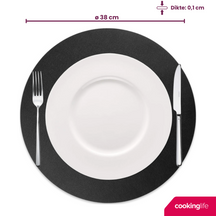 Cookinglife Placemats - Dobbelt så meget - Vegansk læder - Cognac / Sort ø 38 cm - 6 Stykker