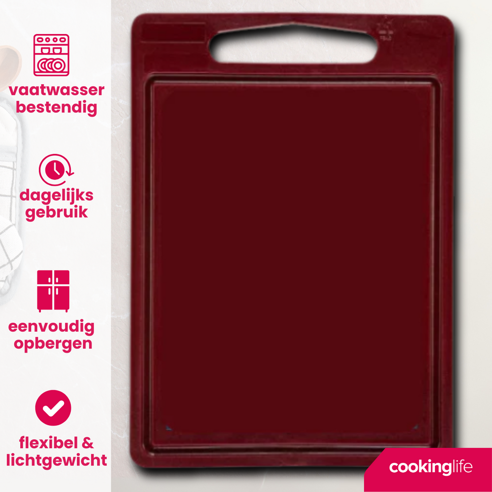Cookinglife Skærebræt med saftkanal 35 x 25 x 0.85 cm - Brun