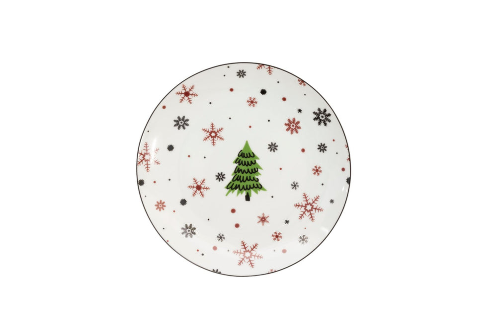Cookinglife Serviesset - Kerstservies - Porselein - Rood 18-delig / 6 personer