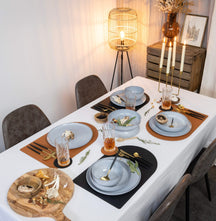 Cookinglife Underlag - Vegansk læder - Sort / Karamel - dobbelt-sidet - ø 10 cm - 6 stk.
