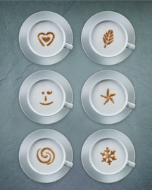 Aerolatte Cacaostrooier Cappuccino Artist - med 6 Skabeloner