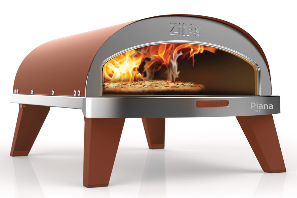 ZiiPa Pizza Oven Piana - Gasmodel - med Thermometer - Terracotta - til ø 30 cm pizzaer - Roterende pizzasten