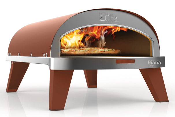 ZiiPa Pizza Oven Piana - Gasmodel - med Thermometer - Terracotta - til ø 30 cm pizzaer - Roterende pizzasten