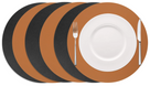 Cookinglife Placemats - Dobbelt så meget - Vegansk læder - Cognac / Sort ø 38 cm - 6 Stykker