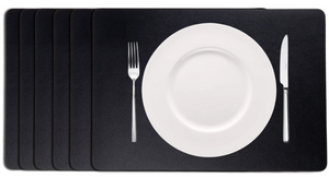 Cookinglife Placemats - Vegan læder - Sort - 46 x 33 cm - 6 stk.