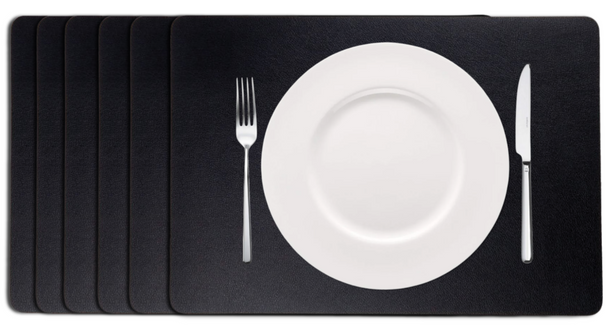 Cookinglife Placemats - Vegan læder - Sort - 46 x 33 cm - 6 stk.