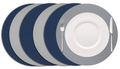 Cookinglife Placemats - Dobbelt så meget - Vegansk læder - Grå / Blå ø 38 cm - 6 Stykker