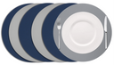 Cookinglife Placemats - Dobbelt så meget - Vegansk læder - Grå / Blå ø 38 cm - 6 Stykker