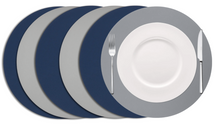 Cookinglife Placemats - Dobbelt så meget - Vegansk læder - Grå / Blå ø 38 cm - 6 Stykker