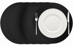 Cookinglife Placemats - Vegan læder - Sort - ø 38 cm - 6 stk.