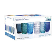 Villa d'Este Home Vandglas Geometrie Ocean - Blå - 350 ml - 6 stk.