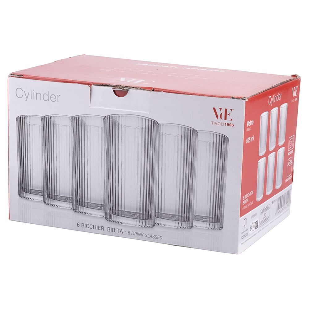 Villa d'Este Home Vandglas Cylinder - Transparent - 405 ml - 6 stk.