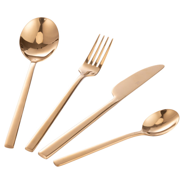 Villa d'Este Home Bestikset Stylo - Guld - 24 dele / 6 personer