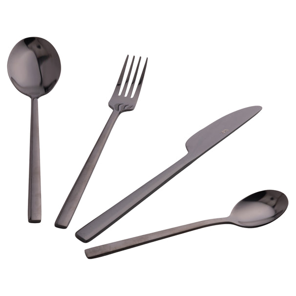 Villa d'Este Home Bestikset Stylo - Sort - 24 dele / 6 personer