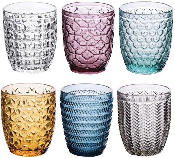 Villa d'Este Home Vandglas Geometrie Multicolor - 300 ml - 6 stk.