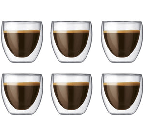 Bodum Dubbelwandige Espresso glas Pavina - patenteret ventil - 80 ml - 6 stk.