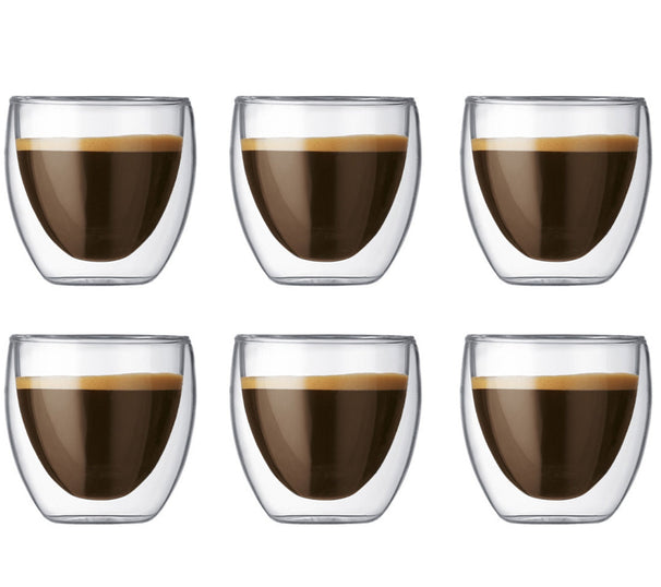 Bodum Dubbelwandige Espresso glas Pavina - patenteret ventil - 80 ml - 6 stk.