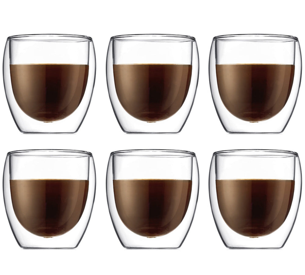 Bodum Dubbelwandige kaffe- / teglas Pavina - patenteret ventil - 250 ml - 6 stk.