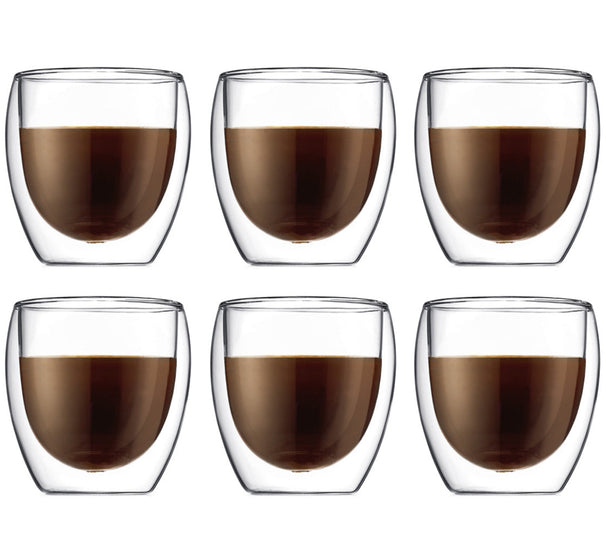 Bodum Dubbelwandige kaffe- / teglas Pavina - patenteret ventil - 250 ml - 6 stk.