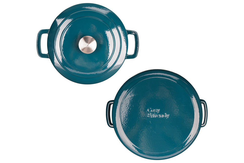 Cosy & Trendy Braadpan med låg Fontestic Gietijzer Green Heron Ø 28 cm / 6.8 Liter - emaljeret non-stick belægning