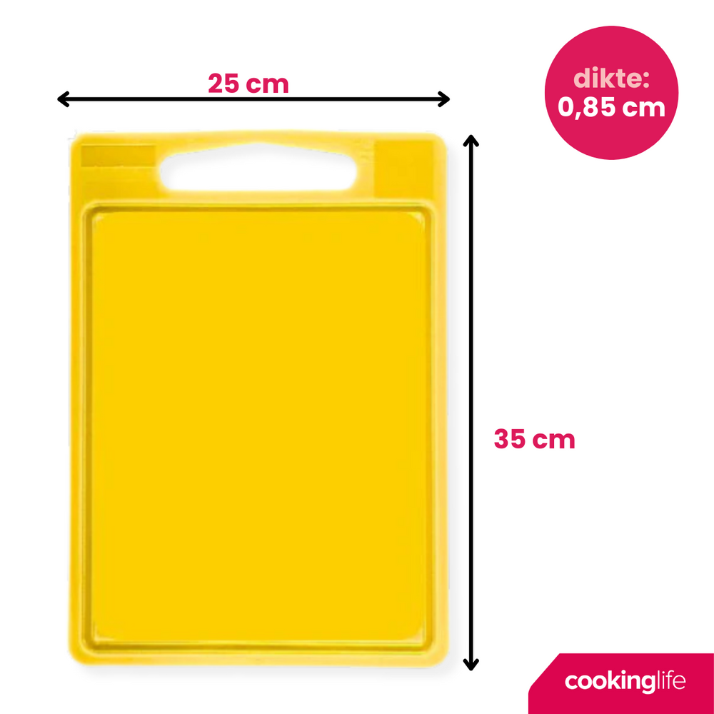 Cookinglife Skærebræt med saftkanal 35 x 25 x 0.85 cm - Gul