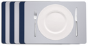 Cookinglife Placemats - Dobbelt så meget - Vegansk læder - Grå / Blå 46 x 33 cm - 6 Stykker
