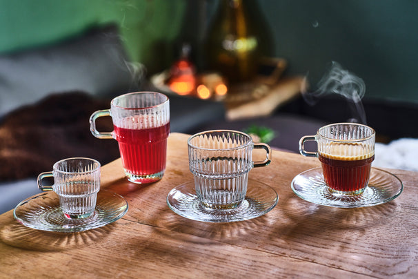 Bormioli Rocco Latte Macchiato Glas - Irish Coffee Glas - Kaffe Kopper med Håndtag - Stapelbar - Barshine 315 ml - 6 Stykker