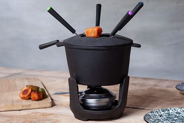Cosy & Trendy Fondueset Gietijzer - 6 personer - grå - 1.2 liter