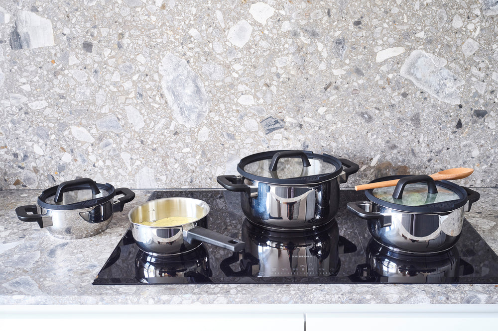 Cookinglife Pannenset Stay Cool 7-Delig - RVS - Kookpan Ø 16, 20, 24 cm & Steelpan Ø 16 cm - egnet til alle varmekilder