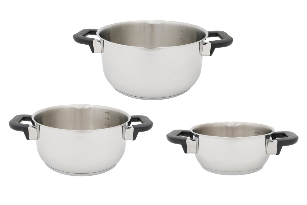Cookinglife Pannenset Stay Cool 7-Delig - RVS - Kookpan Ø 16, 20, 24 cm & Steelpan Ø 16 cm - egnet til alle varmekilder