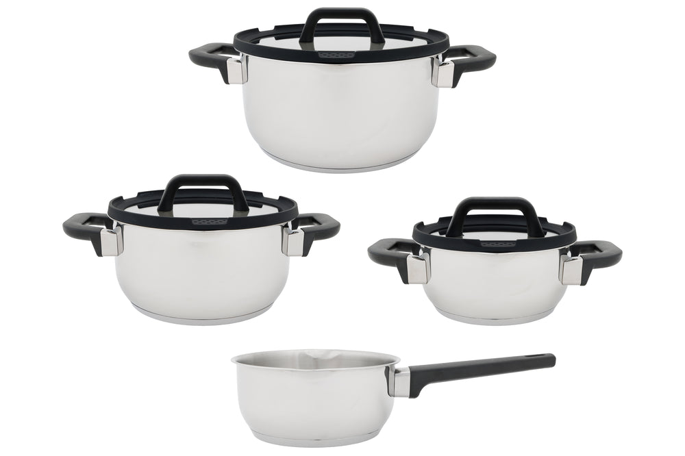 Cookinglife Pannenset Stay Cool 7-Delig - RVS - Kookpan Ø 16, 20, 24 cm & Steelpan Ø 16 cm - egnet til alle varmekilder