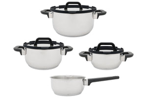 Cookinglife Pannenset Stay Cool 7-Delig - RVS - Kookpan Ø 16, 20, 24 cm & Steelpan Ø 16 cm - egnet til alle varmekilder
