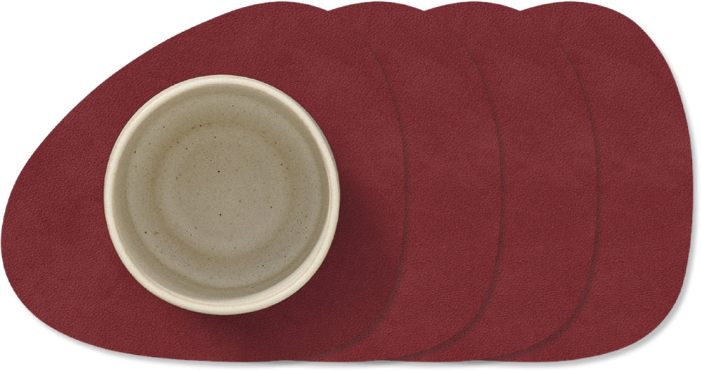 LIND DNA Underlag Nupo - Læder - Rød - 13 x 11 cm - 4 Styk