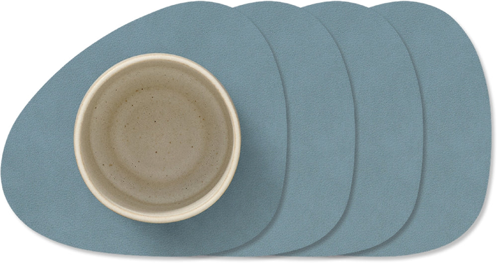 LIND DNA Underlag Nupo - Læder - Lys Blå - 13 x 11 cm - 4 Stykker