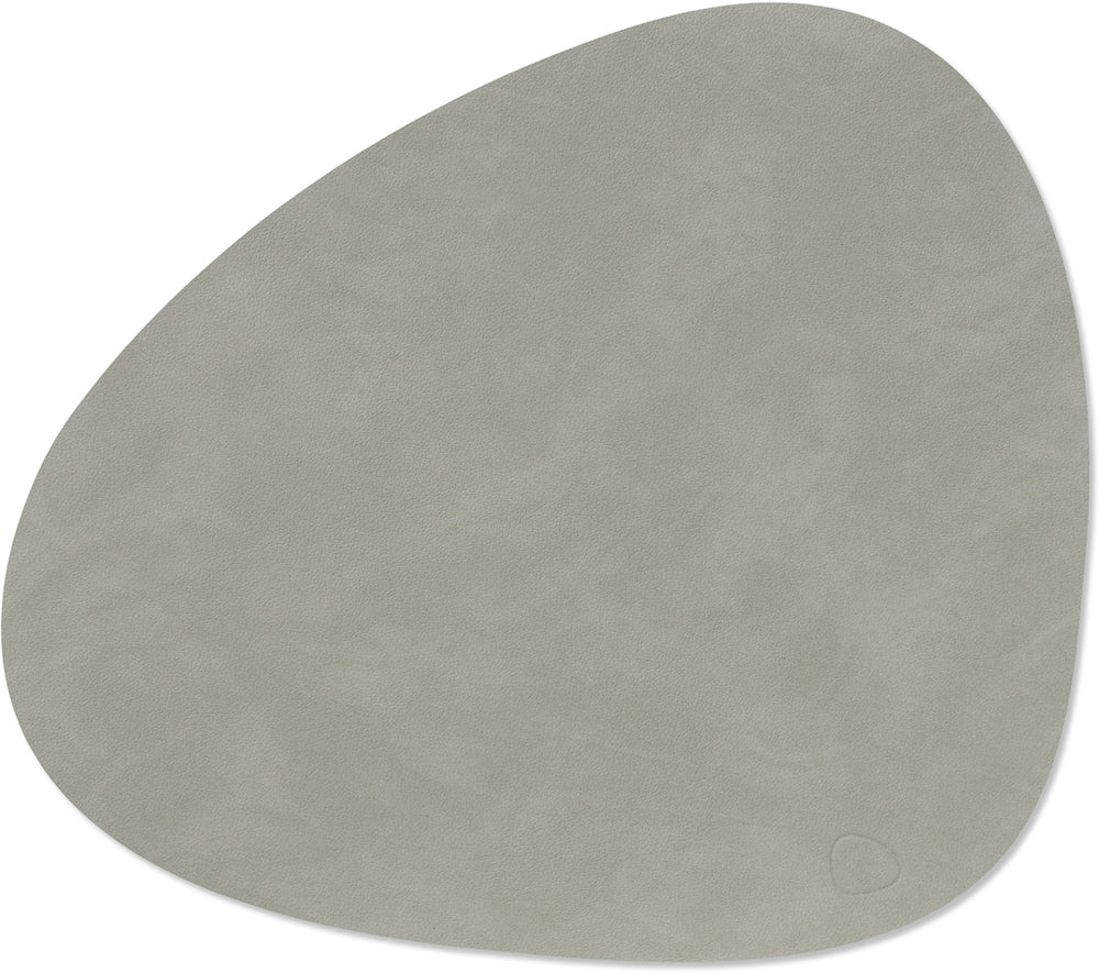 LIND DNA Placemats Nupo - Læder - Lys Grå - Buet - 44 x 37 cm - 2 Styk