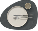 LIND DNA Placemats Nupo - Læder - Antracit - Buet - 44 x 37 cm - 2 Stykker