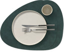 LIND DNA Placemats Nupo - Læder - Mørkegrøn - Kurvet - 44 x 37 cm - 2 Styk